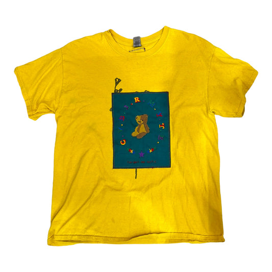 Upcycled Forget-Me-Not Bear T-shirt